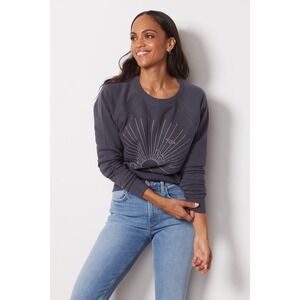 EVEREVE RAYA SUNSET PULLOVER CREWNECK SWEATER WASHED BLACK EUC SIZE XS